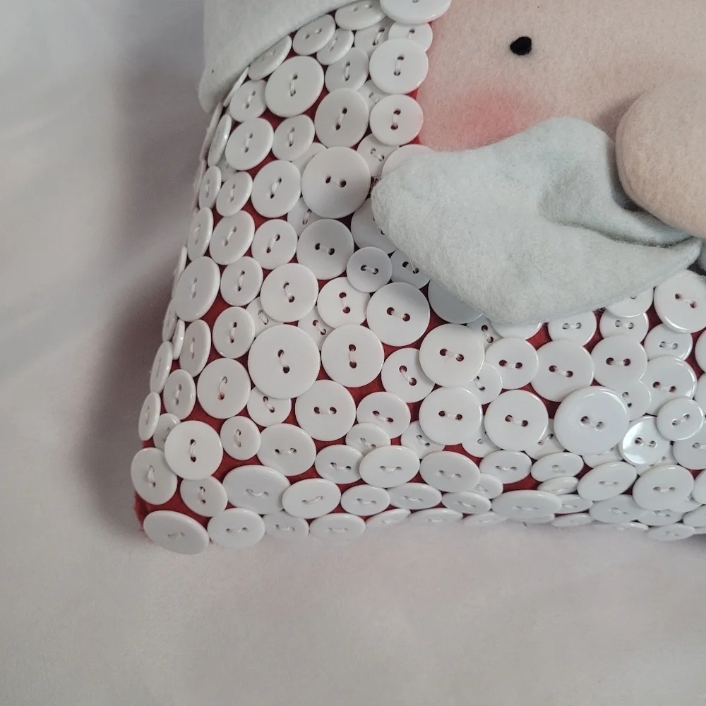 Santa Claus Christmas Decorative Throw Pillow W/ Button Beard 11x11